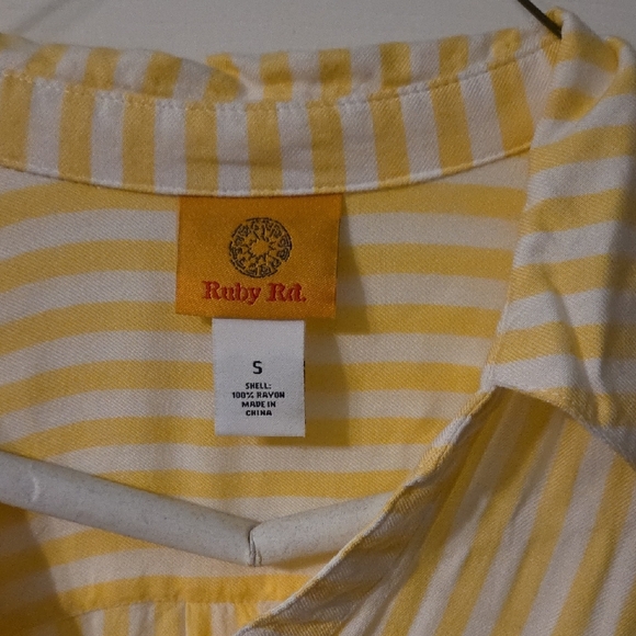Ruby Rd. Yellow Striped Blouse - Picture 4 of 5